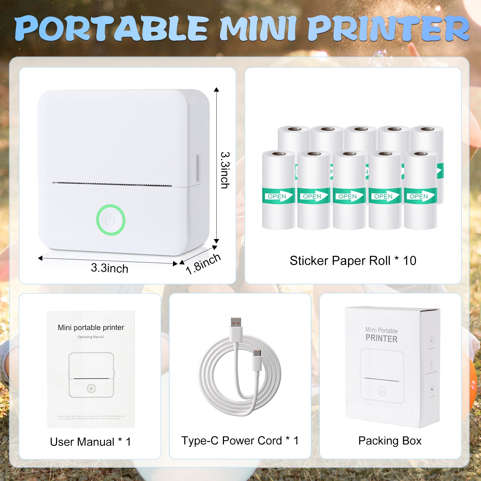 Mini Portable Bluetooth Thermal Printer | Inkless Pocket Sticker & Photo Printer for Notes, Lists & DIY Art
