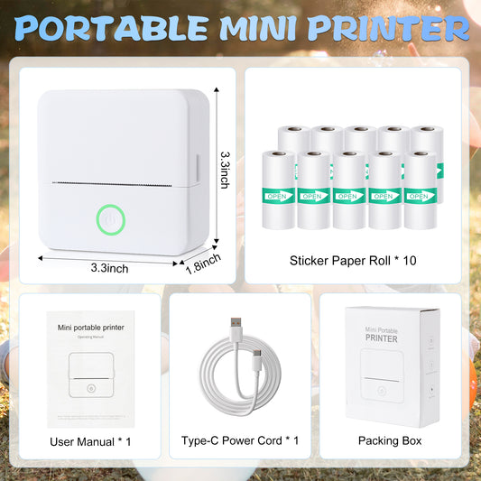 Mini Portable Bluetooth Thermal Printer | Inkless Pocket Sticker & Photo Printer for Notes, Lists & DIY Art