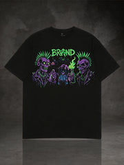 Stoner "BRAND" Weed & Skull Graphic T-Shirt