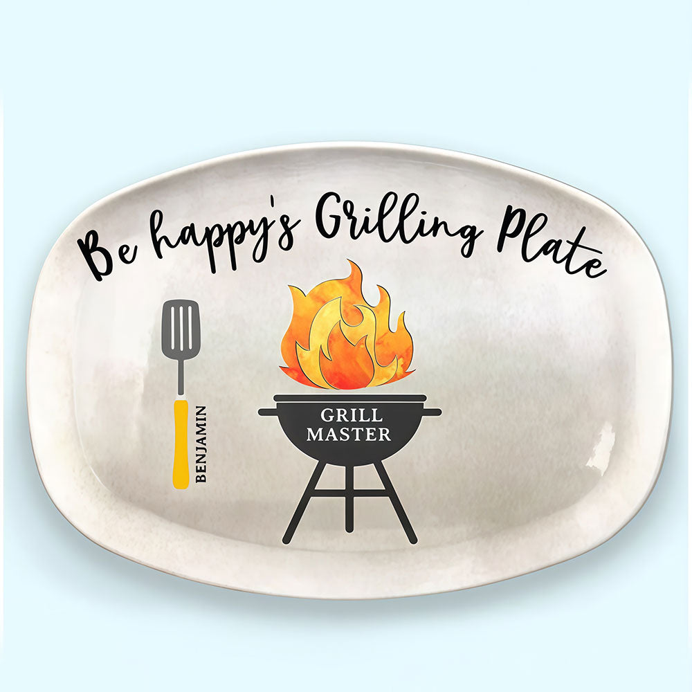 Daddy's Grilling Plate - Family Personalized Custom Platter - Father's Day, Birthday Gift For Dad