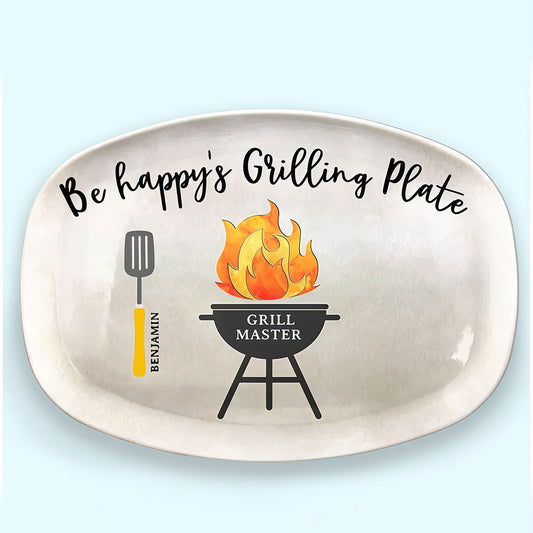 Daddy's Grilling Plate - Family Personalized Custom Platter - Father's Day, Birthday Gift For Dad