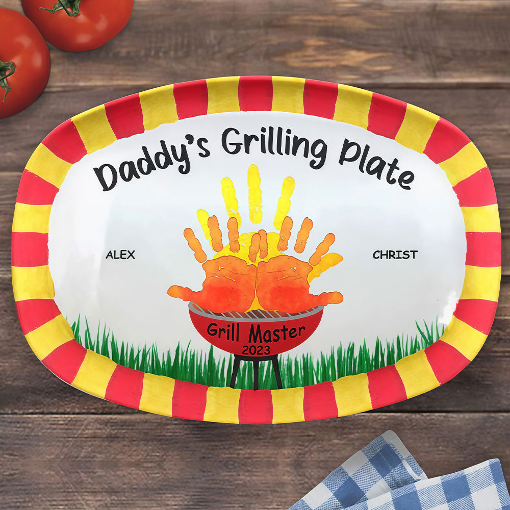 Daddy Grill Master - Family Personalized Custom Platter - Father's Day, Birthday Gift For Dad