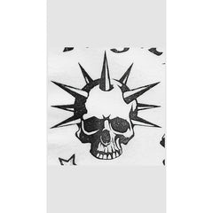 Punk Spiked Skull Black & White Doodle Art Towel