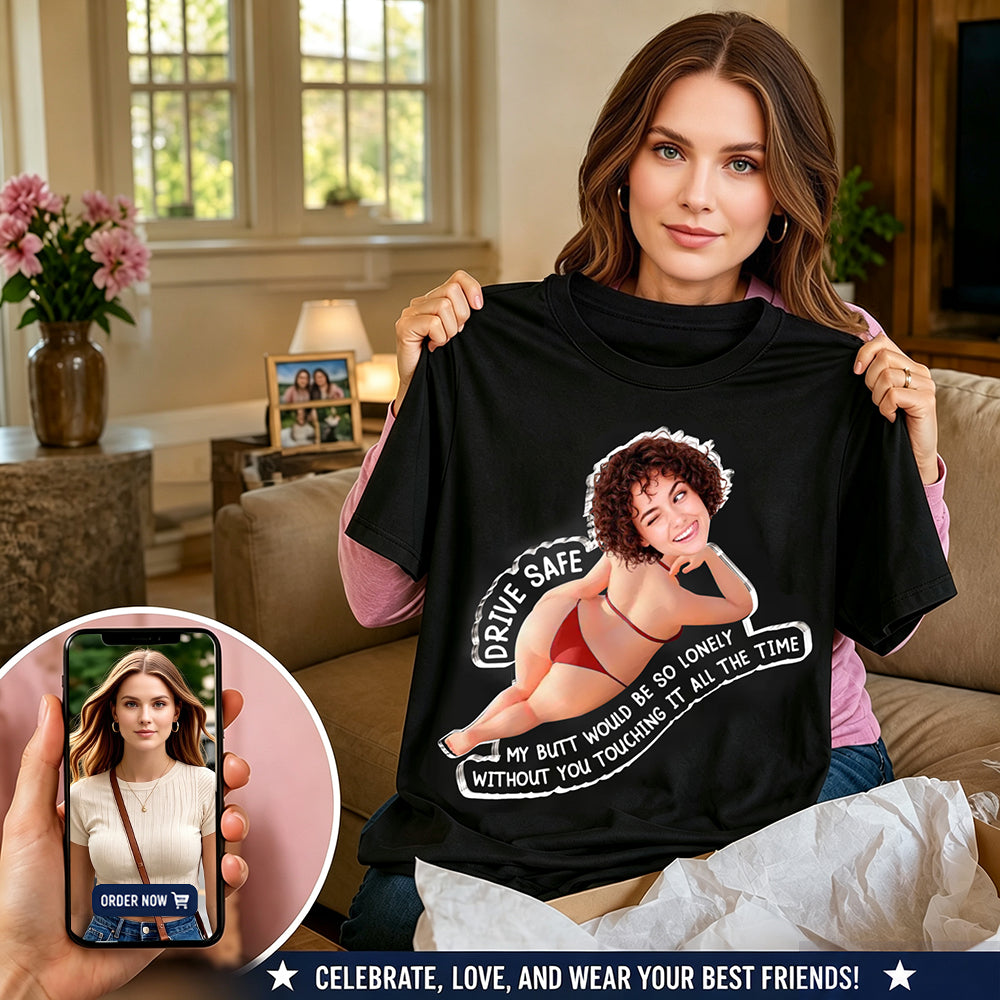 Customized cotton short-sleeved photo shirt  - Personalized Anniversary Wedding Gifts For Husband And Wife, Him And Her – Keep Your Hands On This
