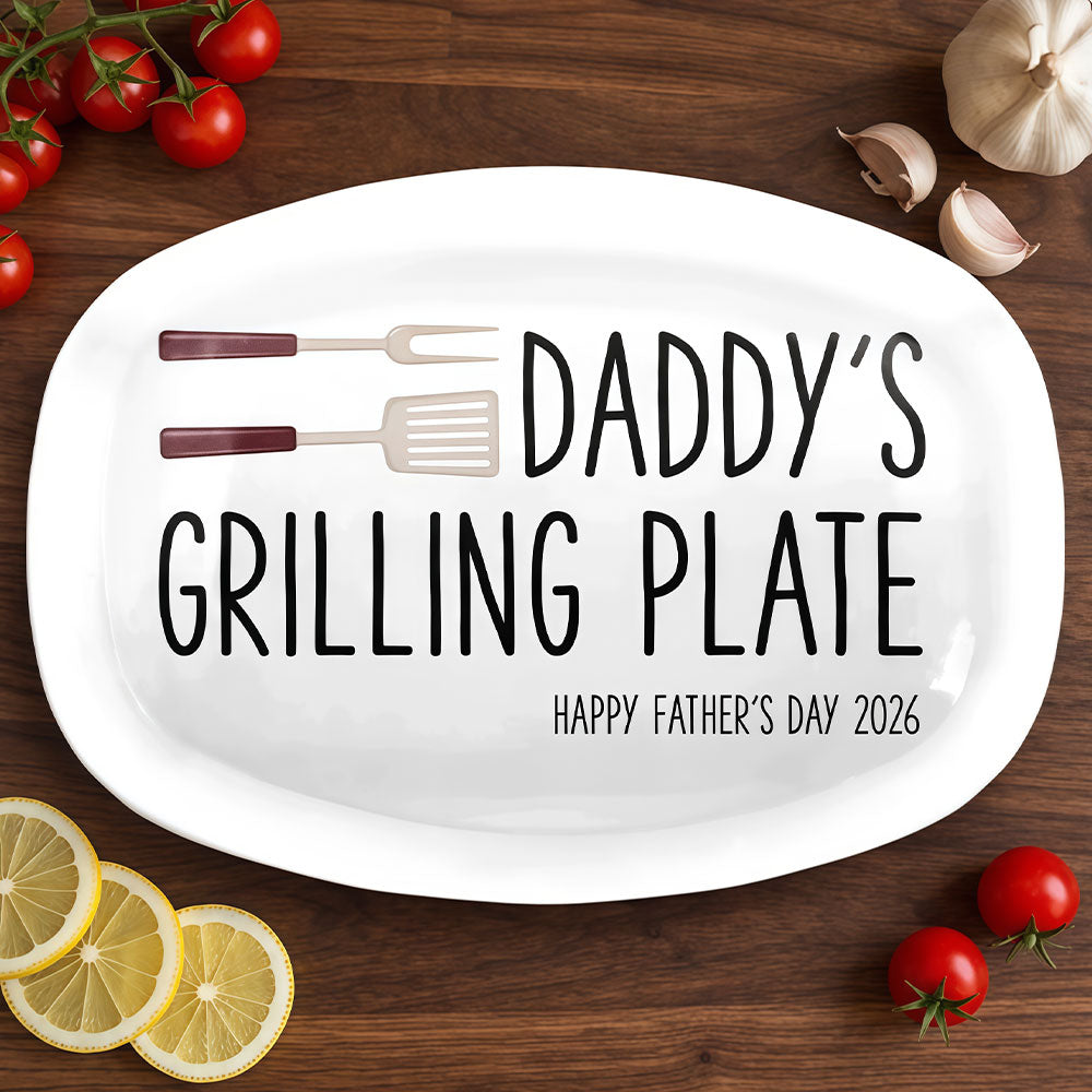 Custom Platter - Personalized Father's Day Birthday Gifts For Dad, Grandpa - Dad Serves Love Daily