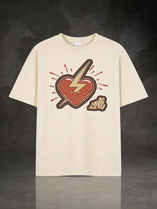 Retro Lightning Bolt Heart Graphic Tee