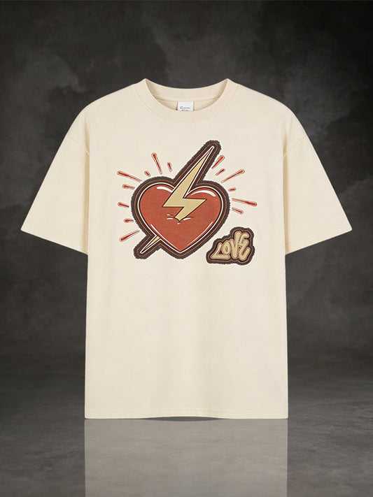 Retro Lightning Bolt Heart Graphic Tee