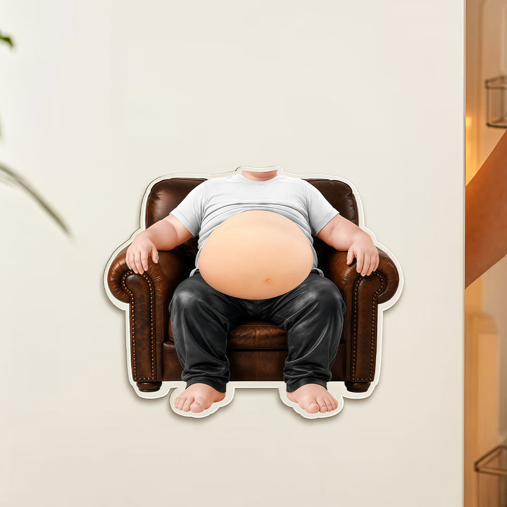 Chubby Dad In Leather Sofa Holding Beer Fridge Magnet