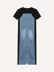 Trendy patchwork comfortable denim dress