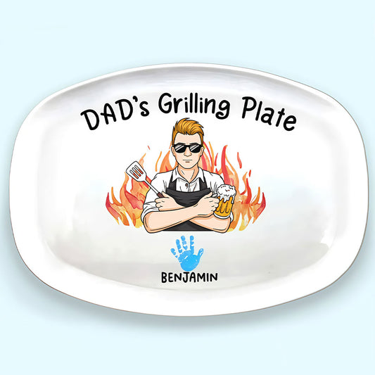 Daddy Grill Legend - Family Personalized Custom Platter - Father's Day, Birthday Gift For Dad