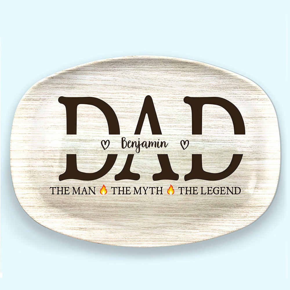 Papa The Man The Grill The Legend - Family Personalized Custom Platter - Father's Day, Birthday Gift For Dad