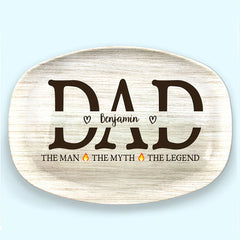 Papa The Man The Grill The Legend - Family Personalized Custom Platter - Father's Day, Birthday Gift For Dad