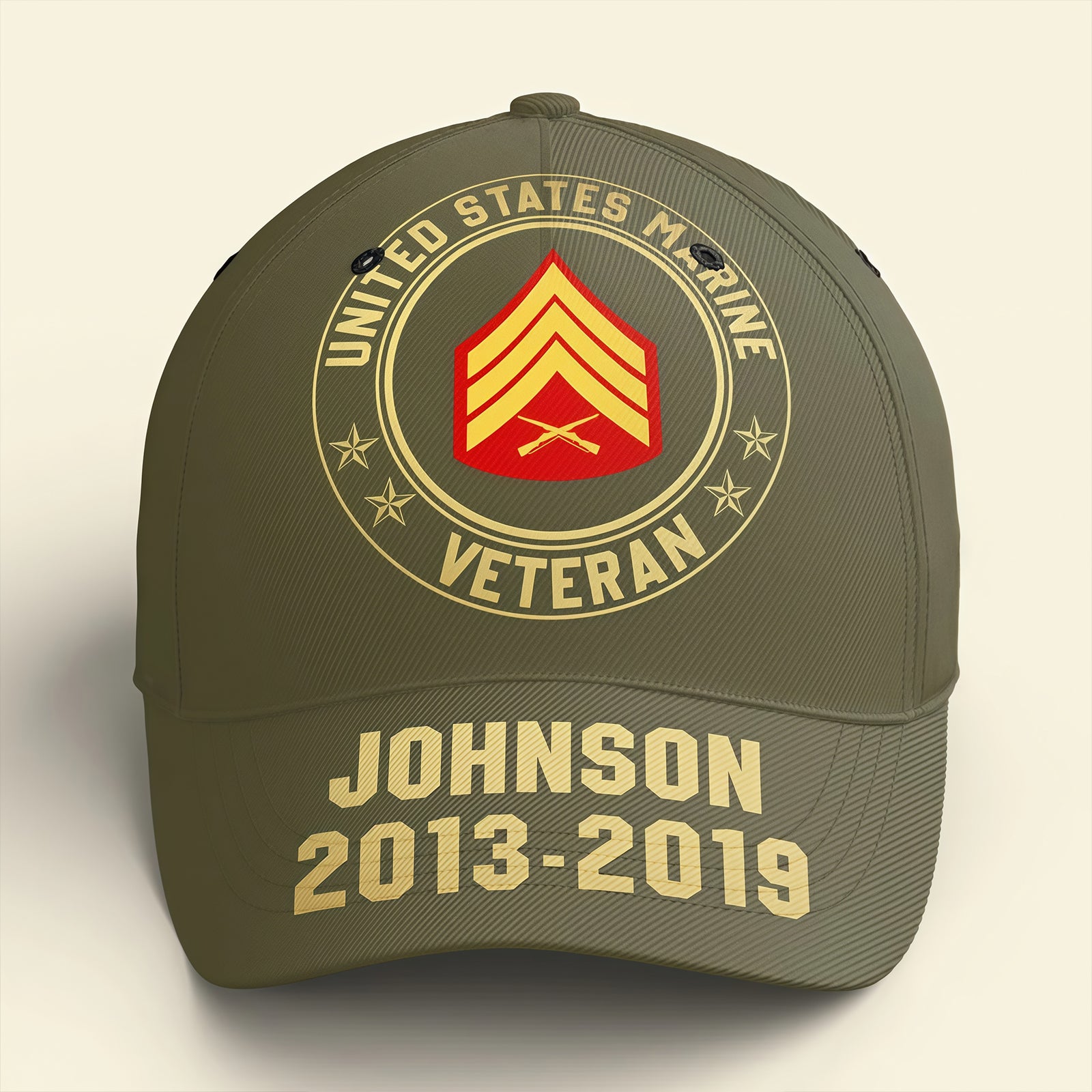 Custom US Marine Corps Veteran Rank & Service Years Baseball Cap