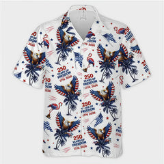1776‑2026 250 Years of Freedom Eagle Flamingo Palm Tree Aloha Shirt
