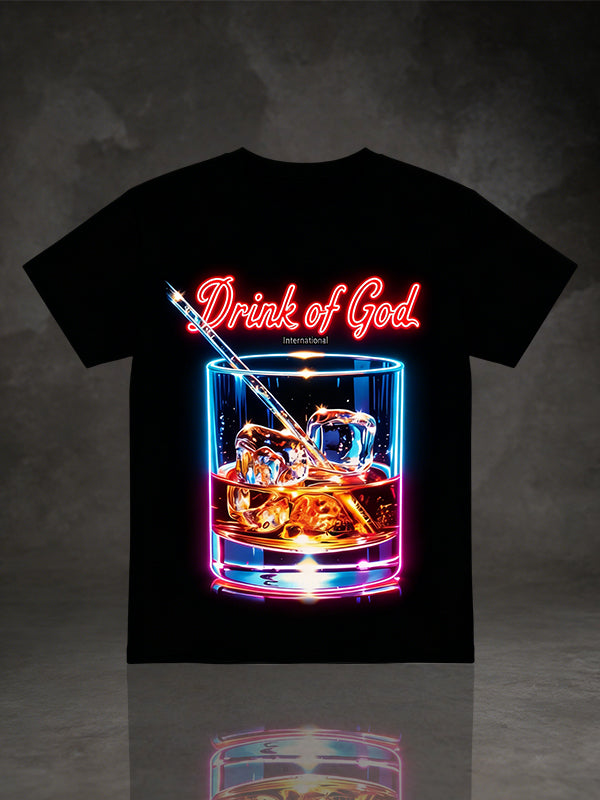 Unisex Neon Drink of God Whiskey On The Rocks Graphic Tee