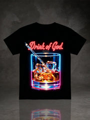 Unisex Neon Drink of God Whiskey On The Rocks Graphic Tee