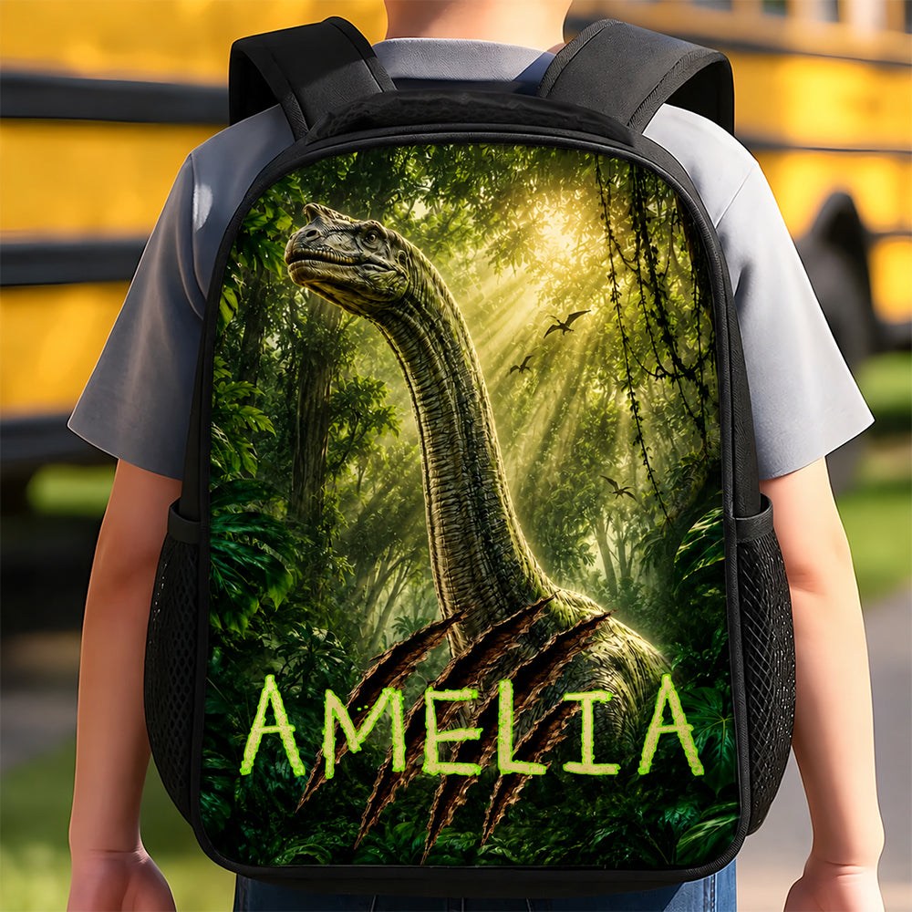 Custom Kids Front Printed Backpack - Personalized Back To School Gifts For Kids - Dino School Crew