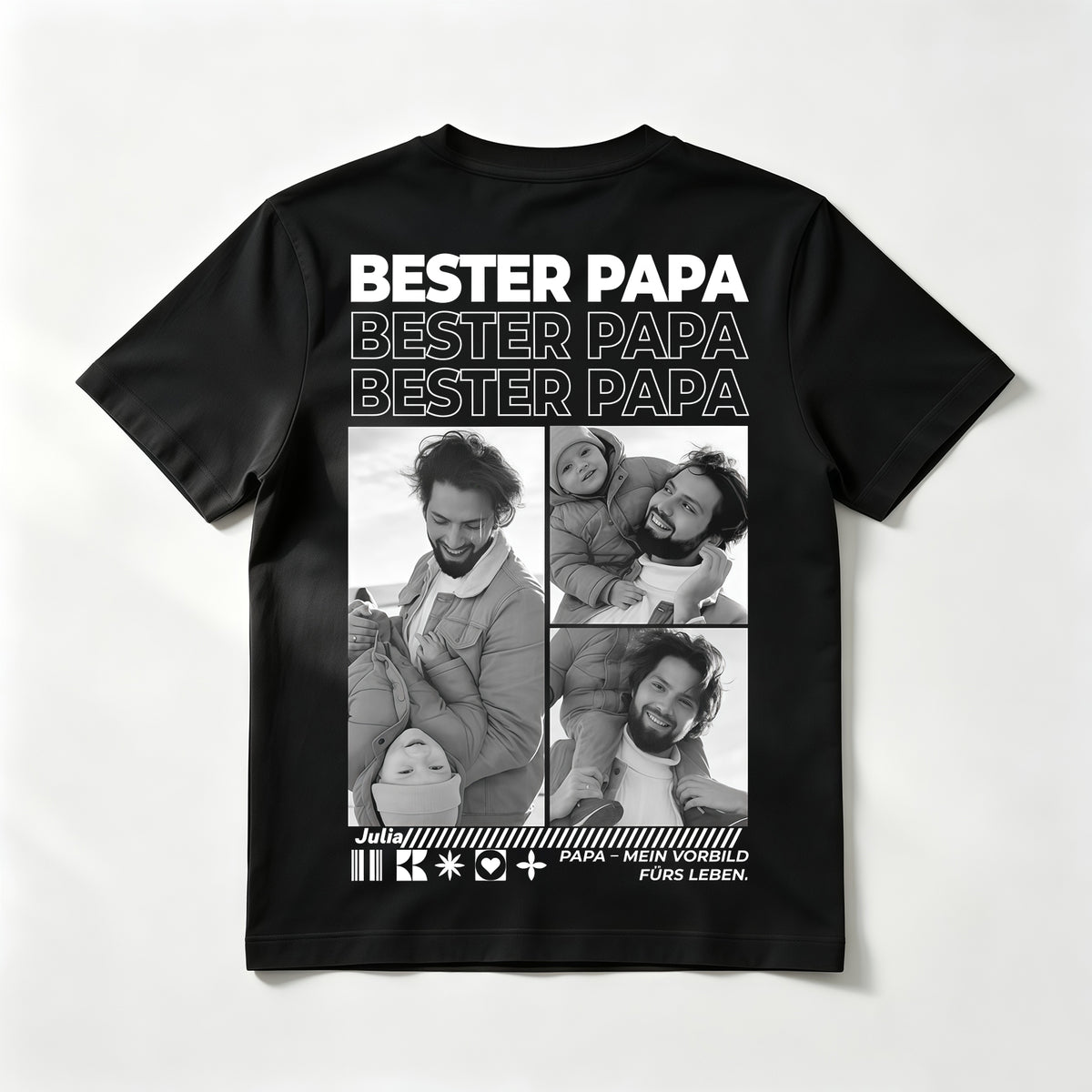 Custom "BESTER PAPA" T-Shirt – Personalized Multi-Photo Grid Tee – Unique DIY Father's Day Gift for Dads