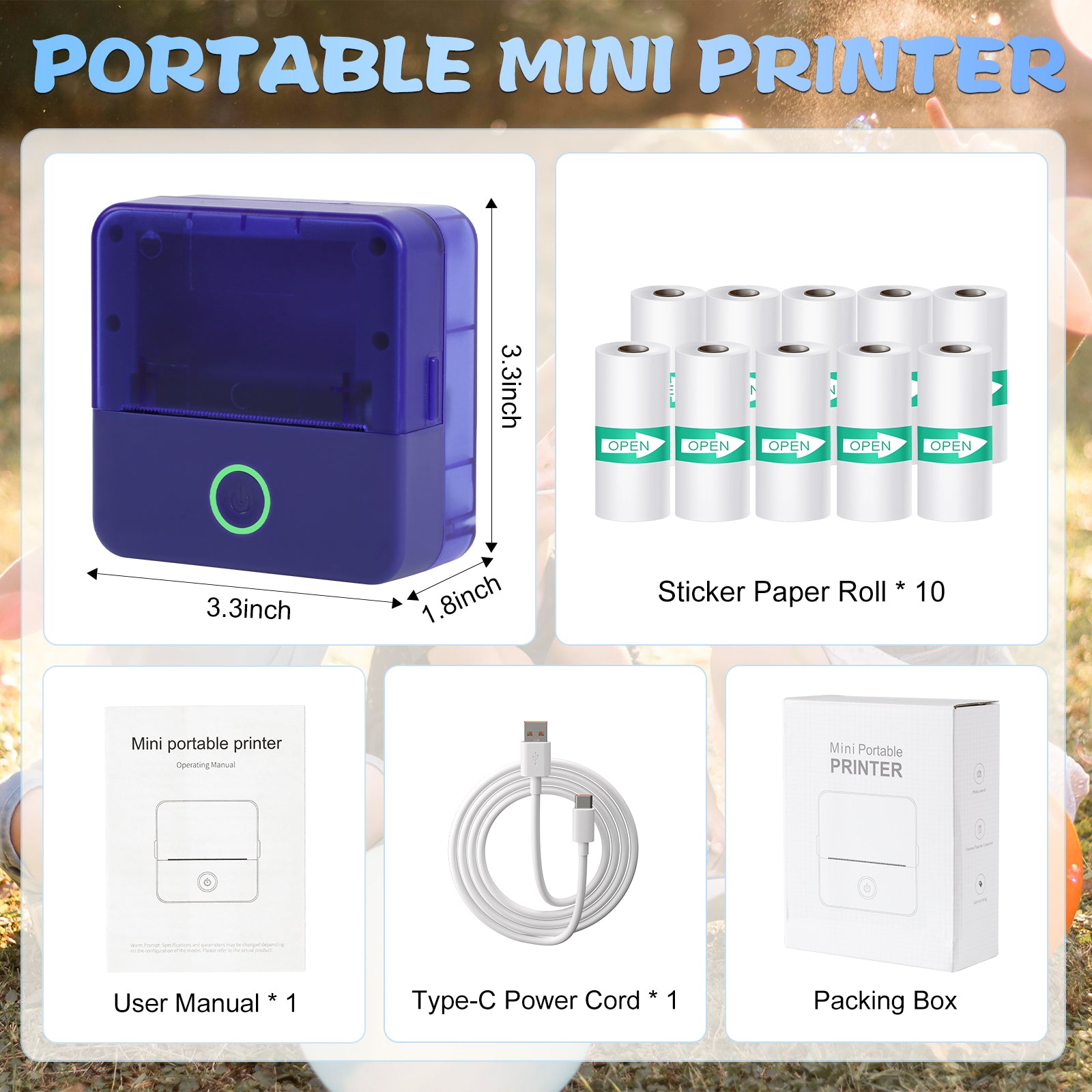 Mini Portable Bluetooth Thermal Printer | Inkless Pocket Sticker & Photo Printer for Notes, Lists & DIY Art