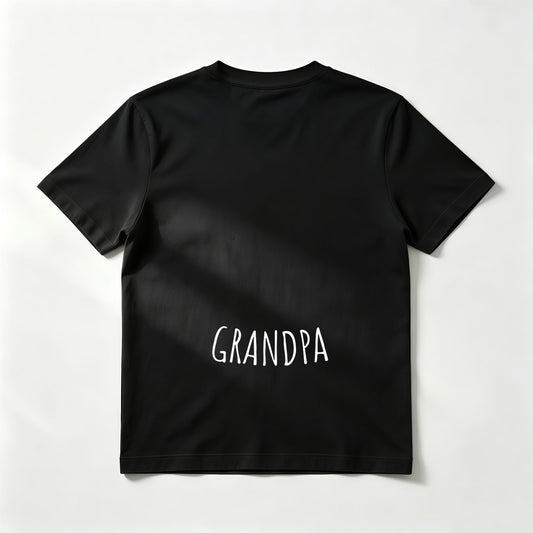 "GRANDPA" Simple Back Print Black T-Shirt for Grandfathers