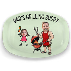Custom Photo Platter - Personalized Father's Day Birthday Gifts For Dad, Grandpa - BBQ Bonding Time