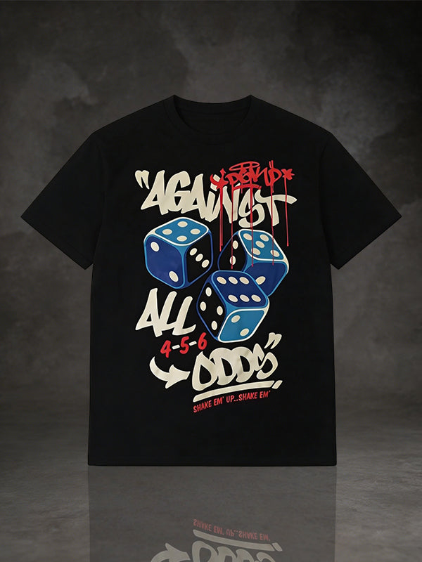 Unisex Vintage Against All Odds Lucky Dice Graphic Tee
