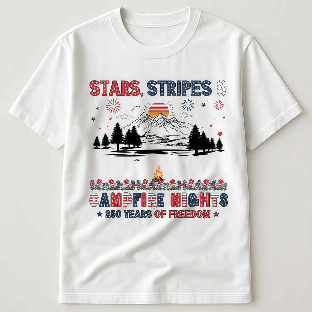 Stars Stripes & Campfire Nights 250 Years Of Freedom Camping Crew - Personalized Shirt