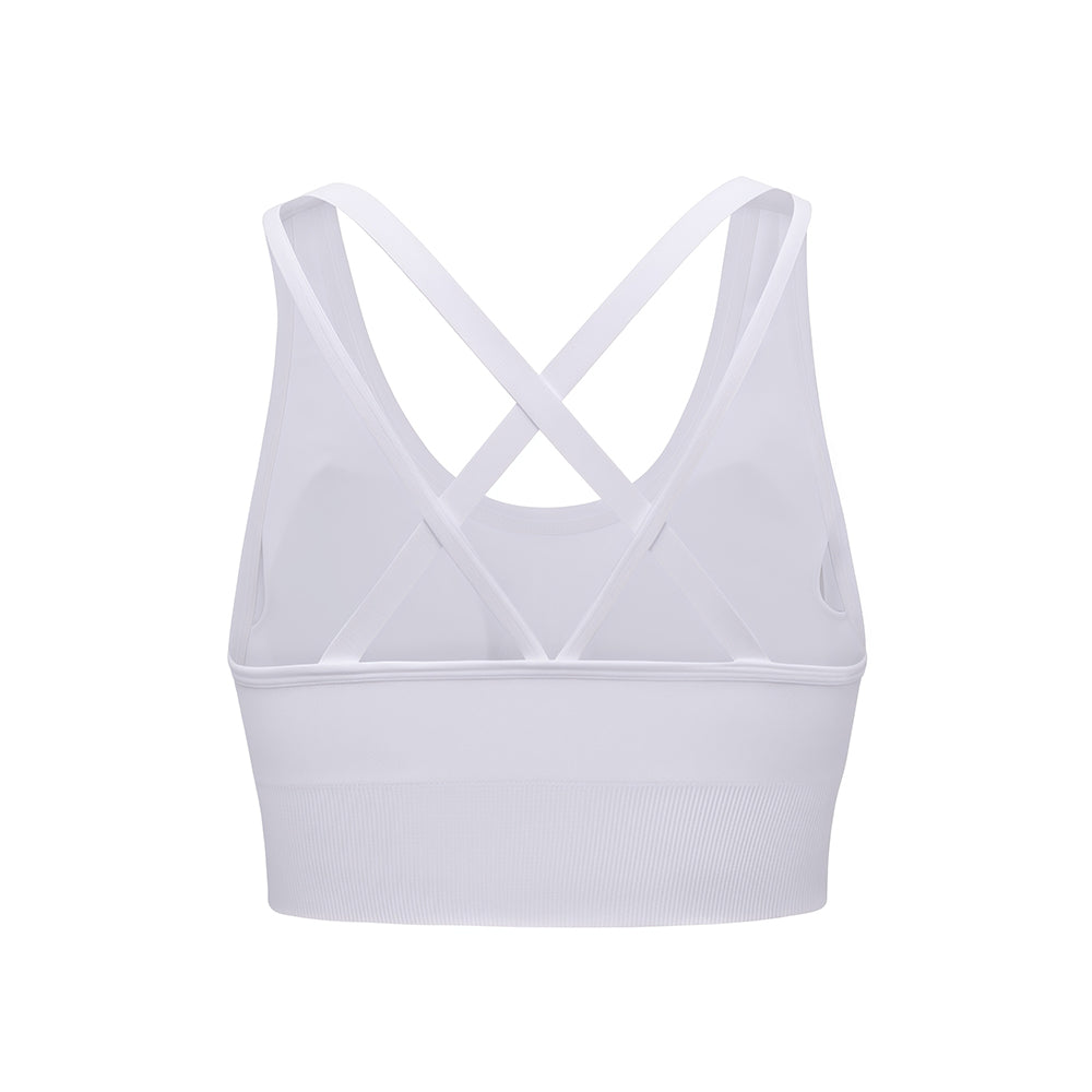 Custom Logo Crisscross Back Sports Bra Women, U Neck Double Strap Scrunch Back Longline Yoga Workout Crop Top, Customizable Private Label Activewear Bra
