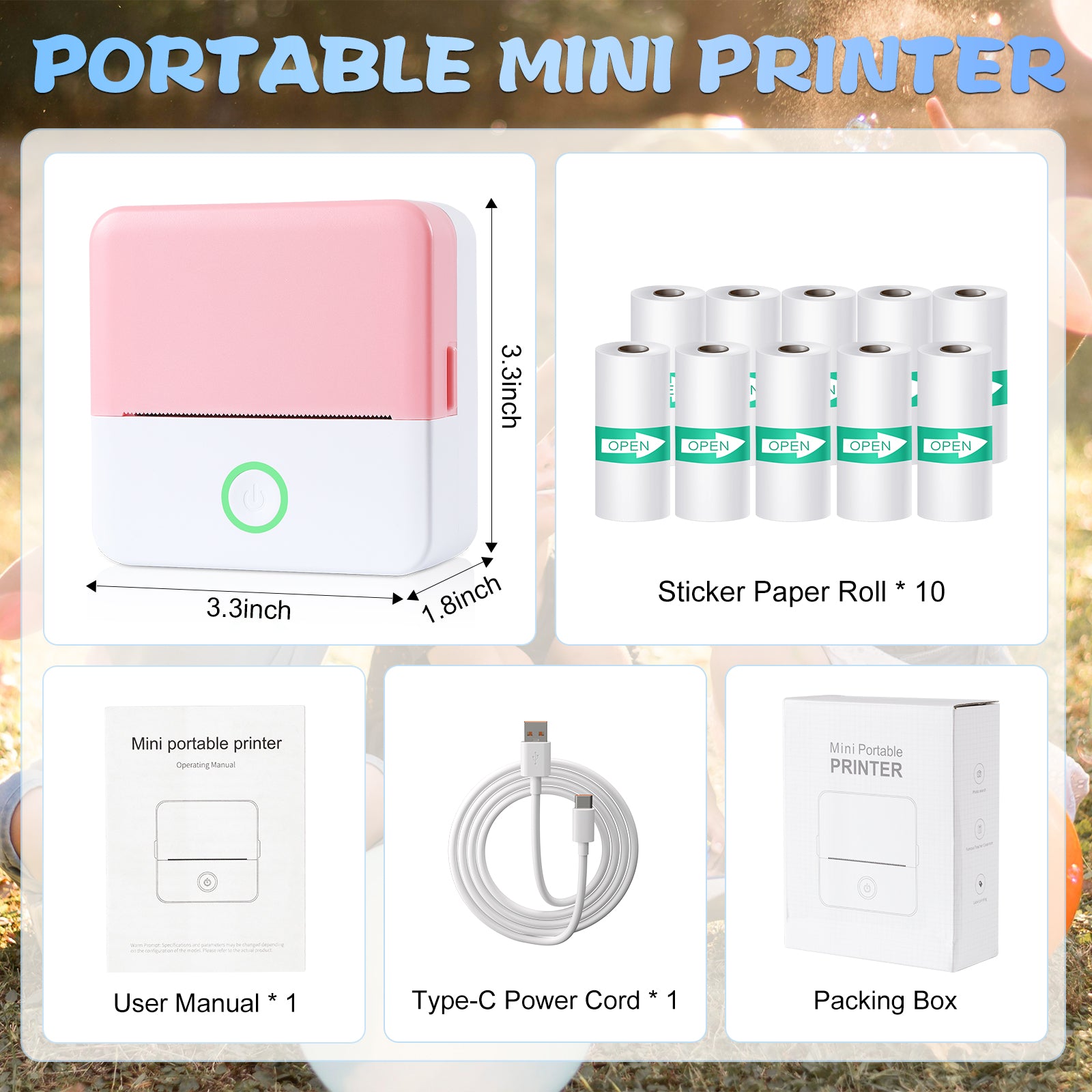 Mini Portable Bluetooth Thermal Printer | Inkless Pocket Sticker & Photo Printer for Notes, Lists & DIY Art
