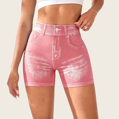 Jeans-like seamless fitness cycling shorts, personalized with your name, suitable for both gym and casual occasions