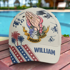 Personalized Veteran "Proudly Served" Name & Rank Baseball Cap