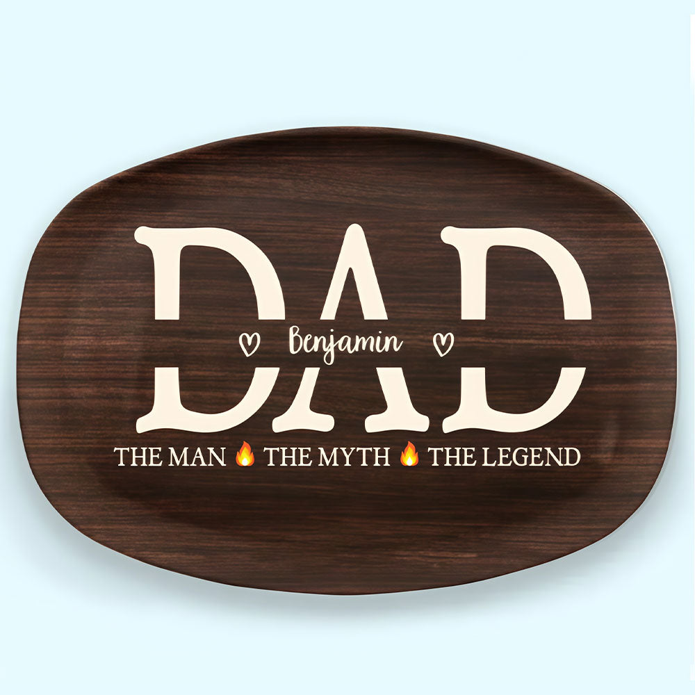 Dad The Man The Grill The Legend - Family Personalized Custom Platter - Father's Day, Birthday Gift For Dad