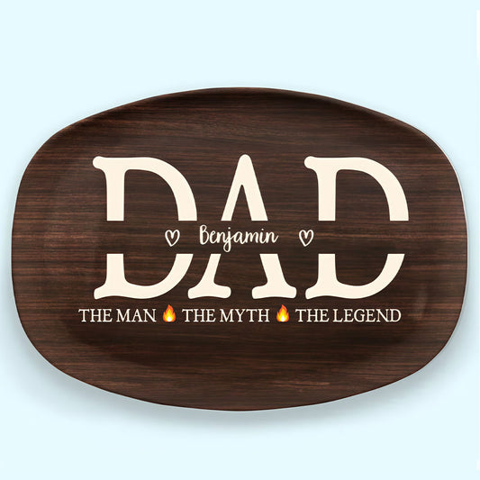 Dad The Man The Grill The Legend - Family Personalized Custom Platter - Father's Day, Birthday Gift For Dad