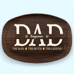 Dad The Man The Grill The Legend - Family Personalized Custom Platter - Father's Day, Birthday Gift For Dad