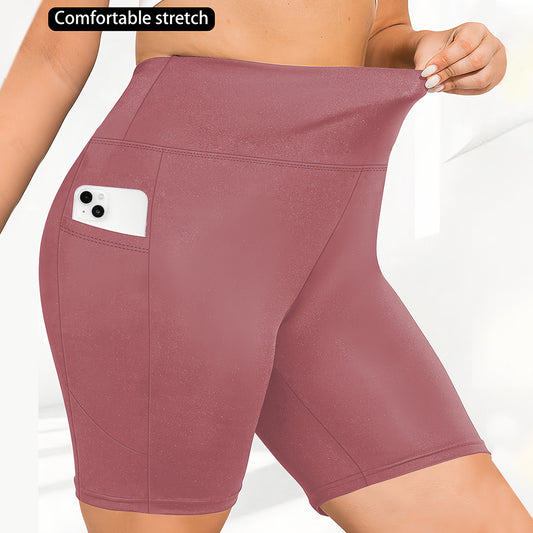 Large-sized yoga shorts - Personalized handprint pattern and text