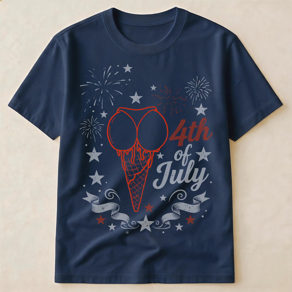 Naughty Ice Cream Cone Graphic Shirt | Funny 4th Of July Patriotic Humor T-Shirt