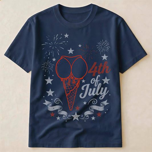 Naughty Ice Cream Cone Graphic Shirt | Funny 4th Of July Patriotic Humor T-Shirt