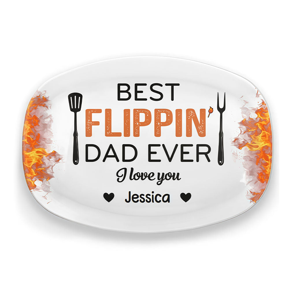 Best Flippin’ Dad Ever - Family Personalized Custom Platter - Father's Day, Gift For Dad, Grandpa