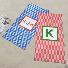 Bright Check Monogram Personalized 30x60 Beach Towel