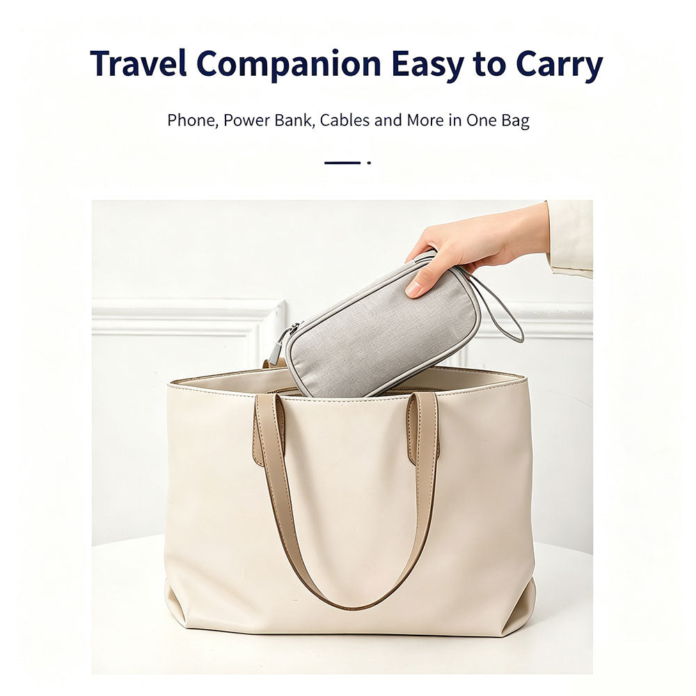 Personalized custom-made printed storage bag, double zipped travel cable storage bag, used for storing USB C cables, mobile power banks and headphones.