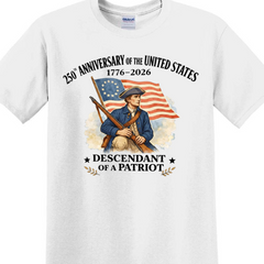 Personalized 250 Years of America Shirt, Custom Name Descendant of a Patriot, Patriotic 1776–2026 Tee