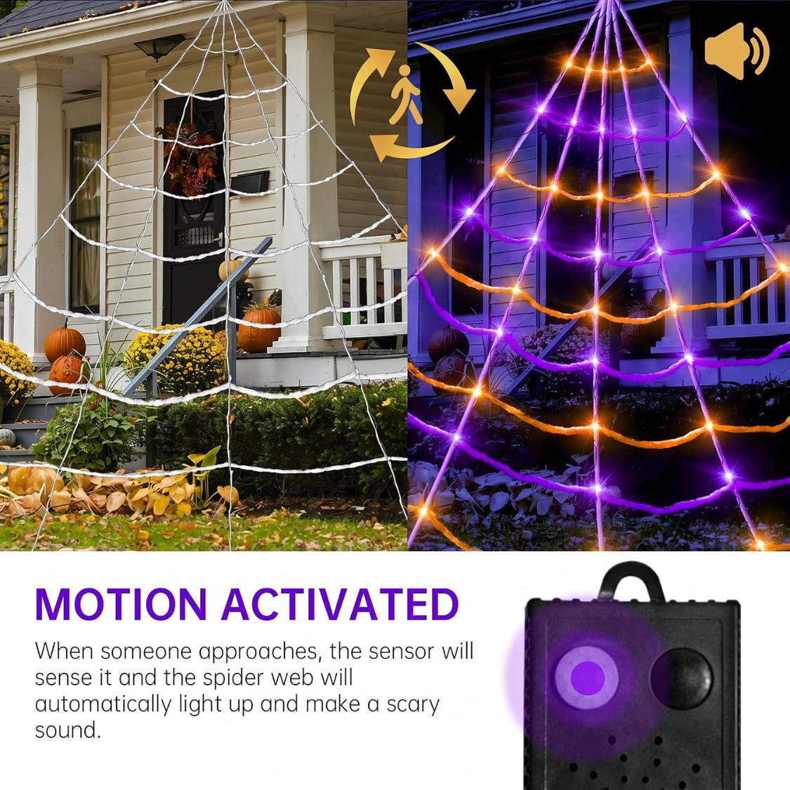 lighted spider web with 150 LEDs and a motion sensor - product photo 4 of 6