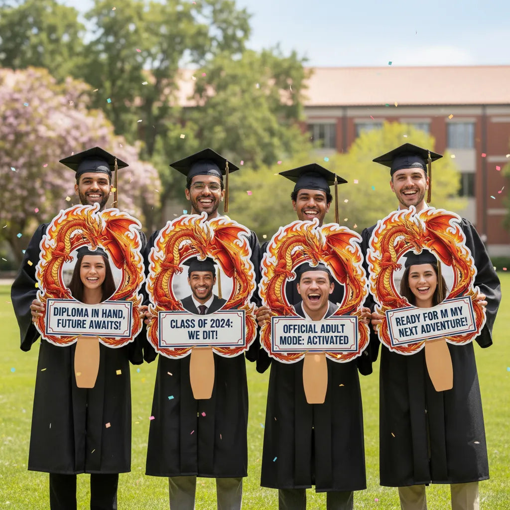 Custom Vintage Giant Dragon Photo Graduation Gift - Personalized Graduation Fan