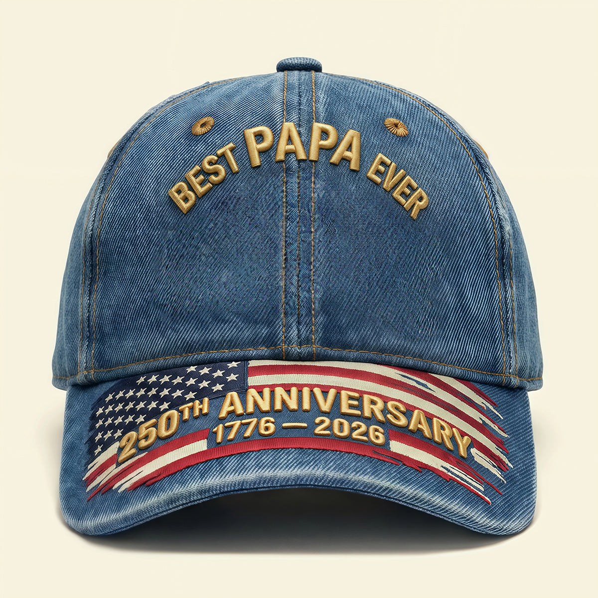 "Best Grandpa Ever" 250th American Anniversary Patriotic Denim Cap