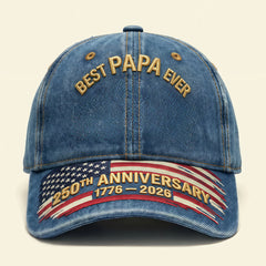 "Best Grandpa Ever" 250th American Anniversary Patriotic Denim Cap