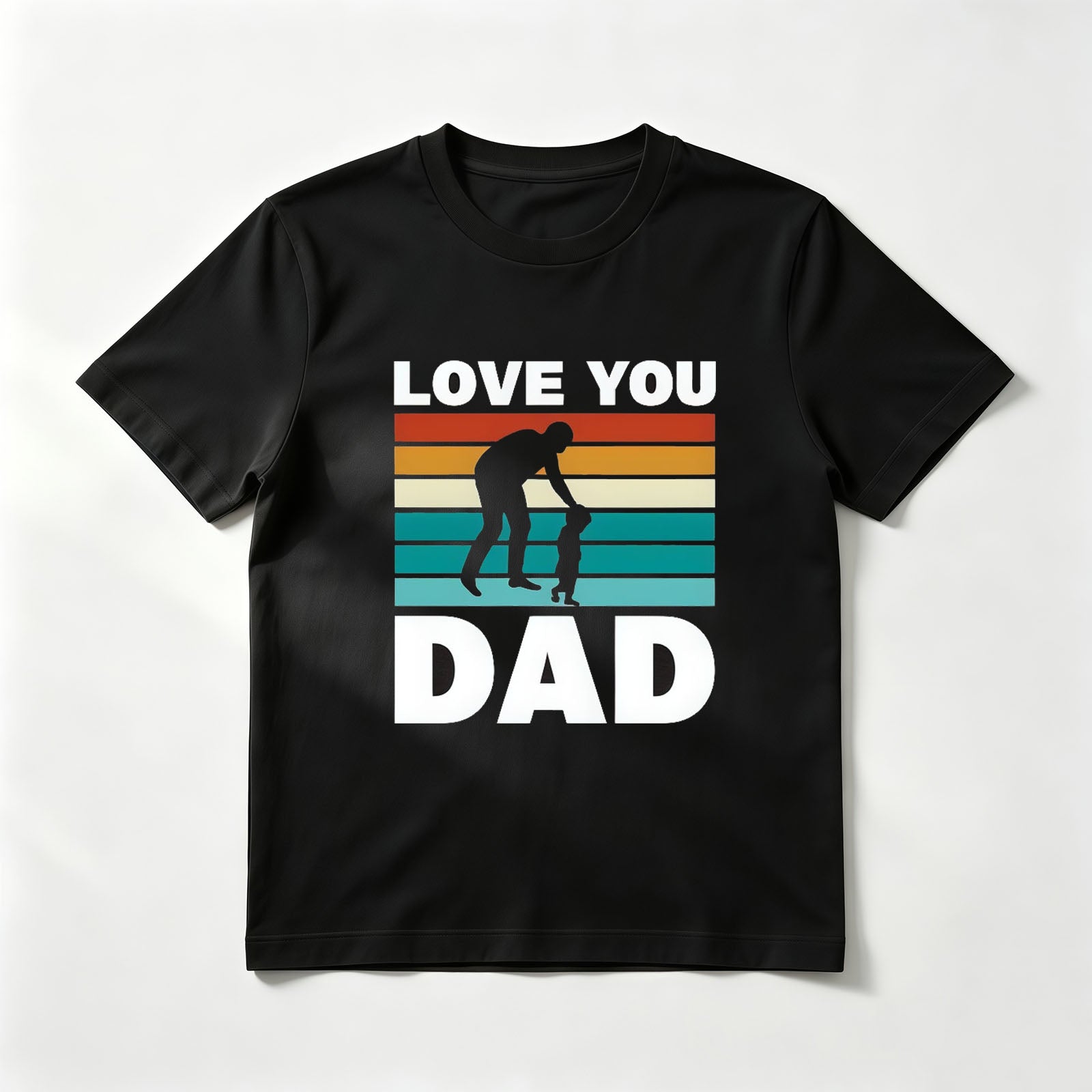 Retro Sunset "Love You Dad" Father & Child Silhouette T-Shirt