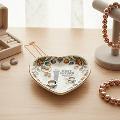 Custom  Photo Ceramic Trinket Tray with Colorful Tulip Floral Border-Best father award