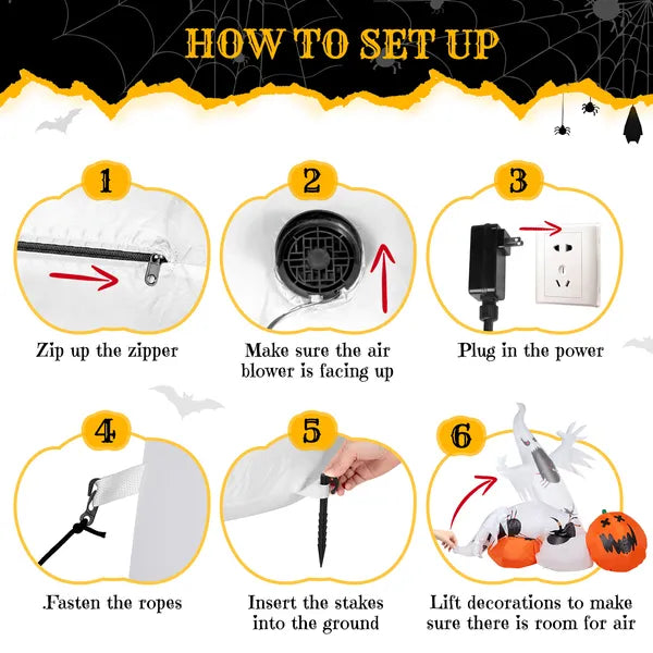 11.8 ft inflatable ghost, spider and pumpkin - product photo 4 of 6