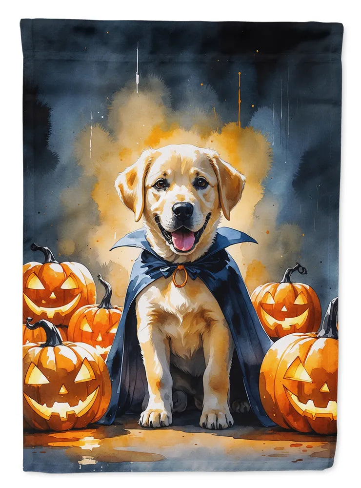 yellow labrador puppy halloween house flag - product photo 8 of 8