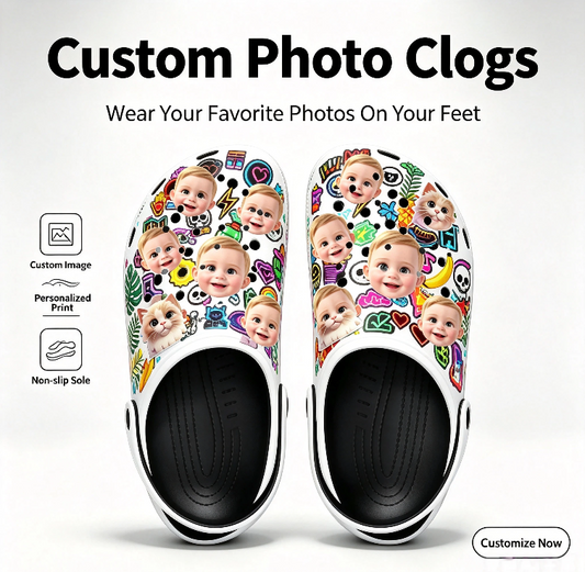 A variety of printed beach shoes with custom-designed shoe uppers